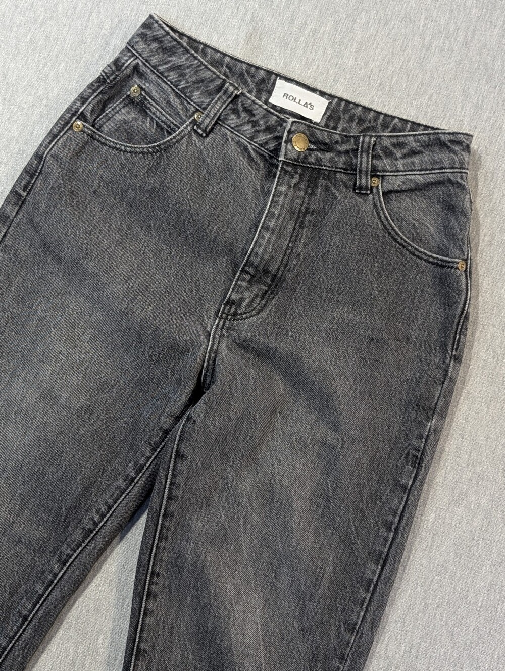 Rolla's Original Cropped Straight Jeans Women's 25 Faded Grey